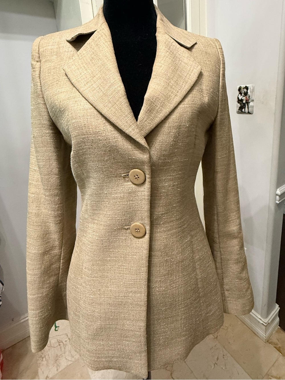 Armani Collezioni blazer Classic Women's Tailored Linen Beige Jacket